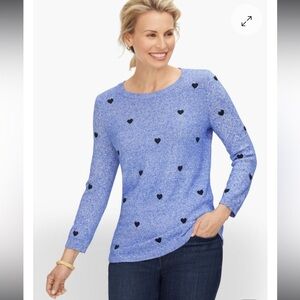 Talbots novelty Heart Patterned Women's scoop neck sweater size M feminine boho